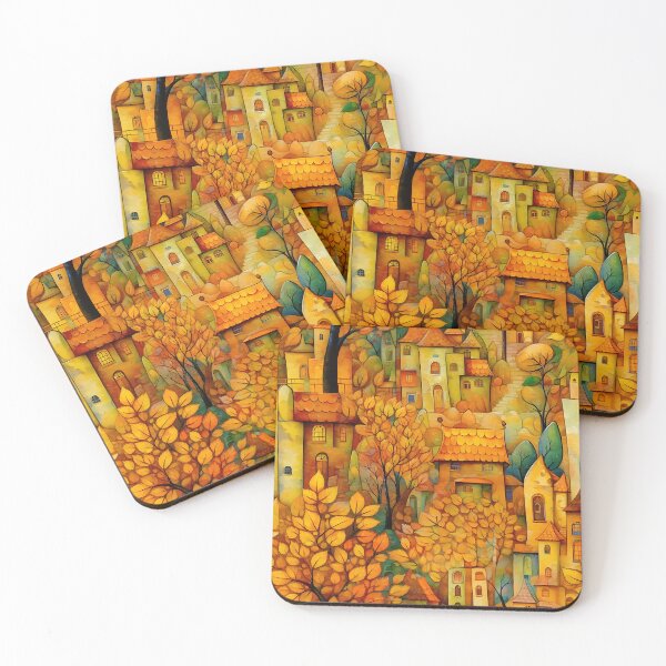 Item preview, Autumn Splendor - Fall Forest with Yellow Houses designed and sold by vadimcarazan.