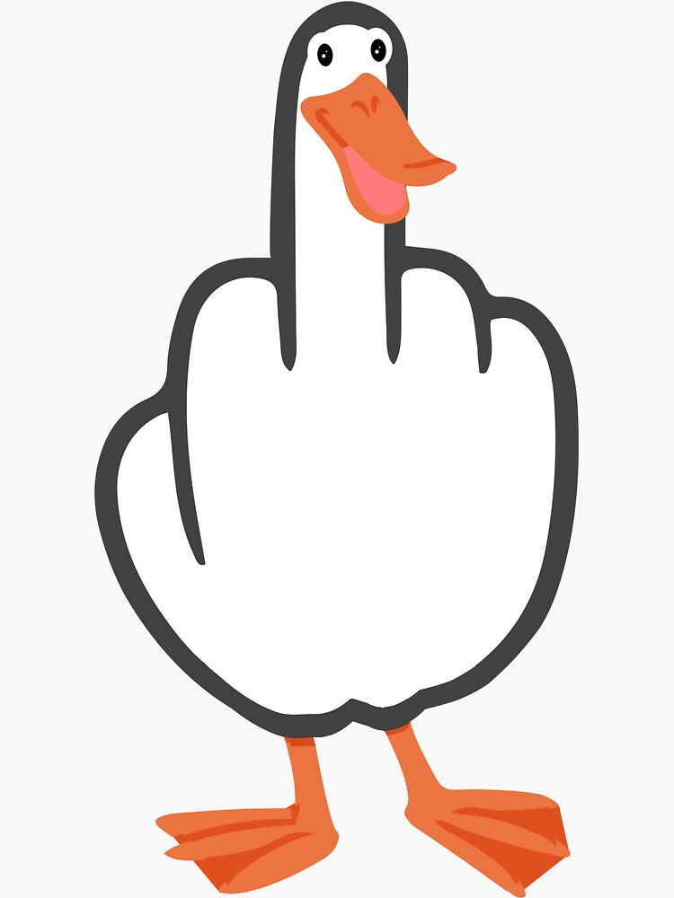 Sticker for Sale mit Ente weg. Der „Duck You“-Mittelfinger. von HalfCat