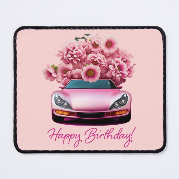 Item preview, Happy Birthday Car Pink Sport Car Flowers  Girls Woman Rose Speed designed and sold by SandaArtDesign.