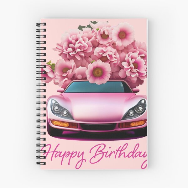Item preview, Happy Birthday Car Pink Sport Car Flowers  Girls Woman Rose Speed designed and sold by SandaArtDesign.