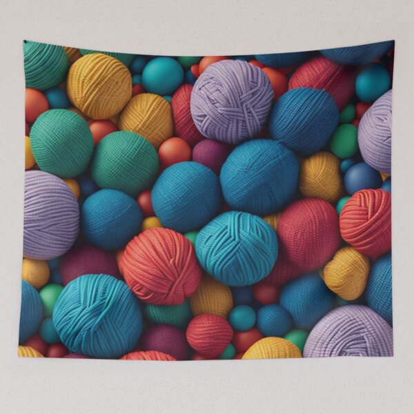 Item preview, Colorful Knitting Balls of Yarn Pattern Design Print designed and sold by randomtdesigns.