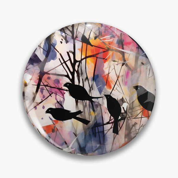 Item preview, Mystical Flight - Flock of Black Birds in Watercolor Painting designed and sold by vadimcarazan.