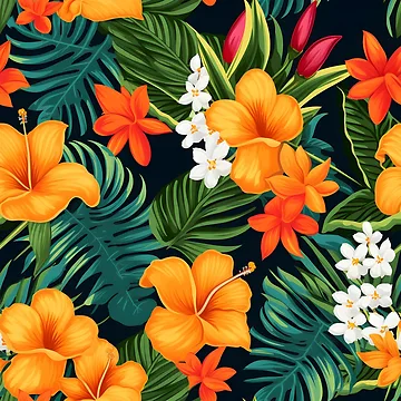 Artwork thumbnail, Tropical Flowers Pattern 2 by DigitalPatternx