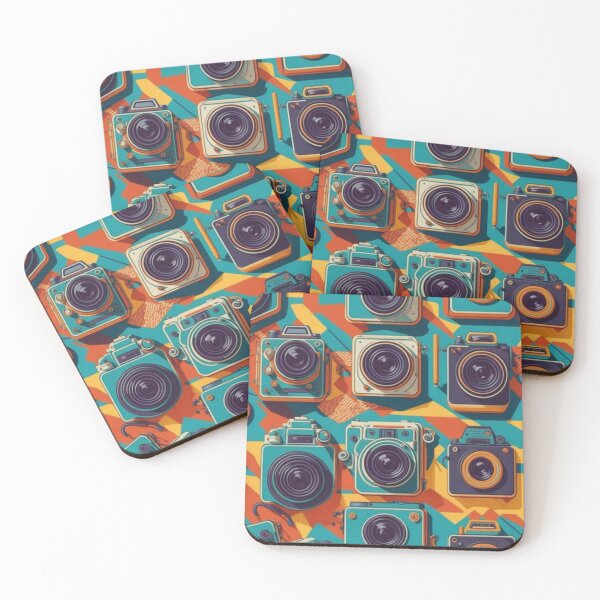 Item preview, Colorful Vintage Camera Pattern Design Print designed and sold by randomtdesigns.