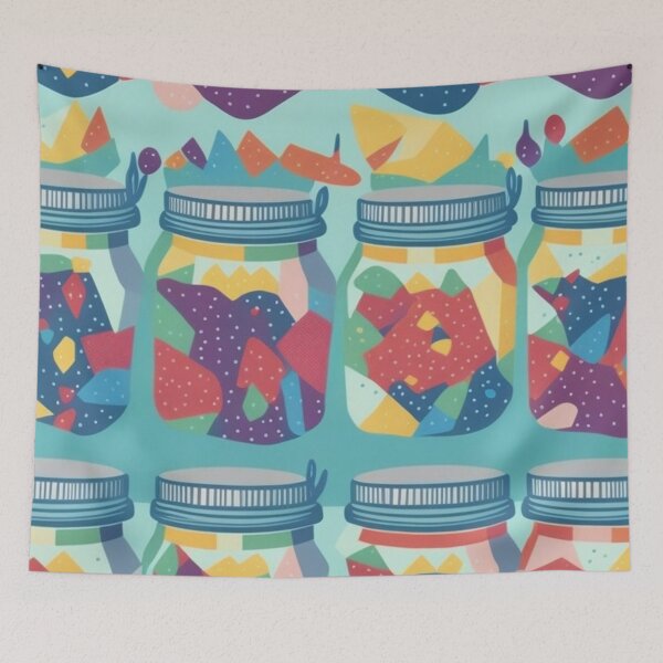 Item preview, Colorful Vintage Mason Jar Pattern Design Print designed and sold by randomtdesigns.