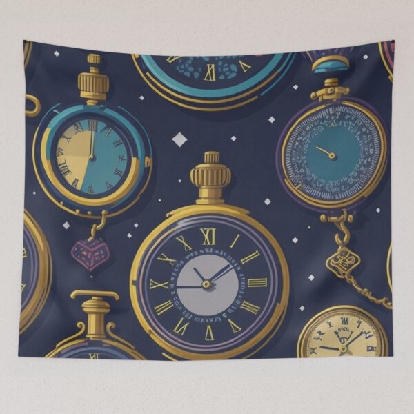 Item preview, Cosmic Vintage Pocket Watch Pattern Design Print designed and sold by randomtdesigns.