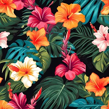 Artwork thumbnail, Tropical Flowers Pattern 9 by DigitalPatternx