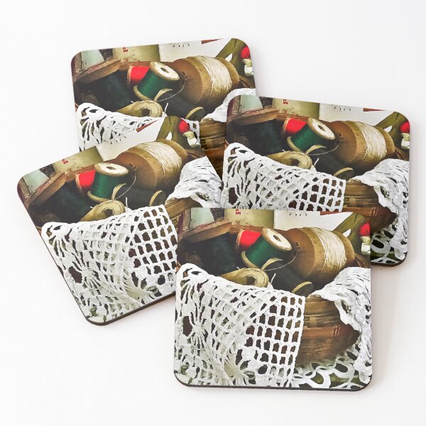 Item preview, Sewing Basket With Thread and Lace designed and sold by Susan Savad.