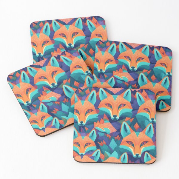 Item preview, Cosmic Colorful Fox Head Pattern Design Print designed and sold by randomtdesigns.