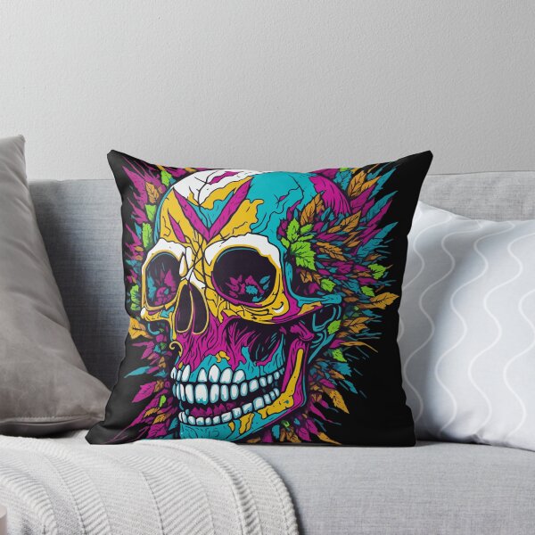 Item preview, Colorful graffiti drawing of a Halloween skeleton head designed and sold by VirtualPalette.