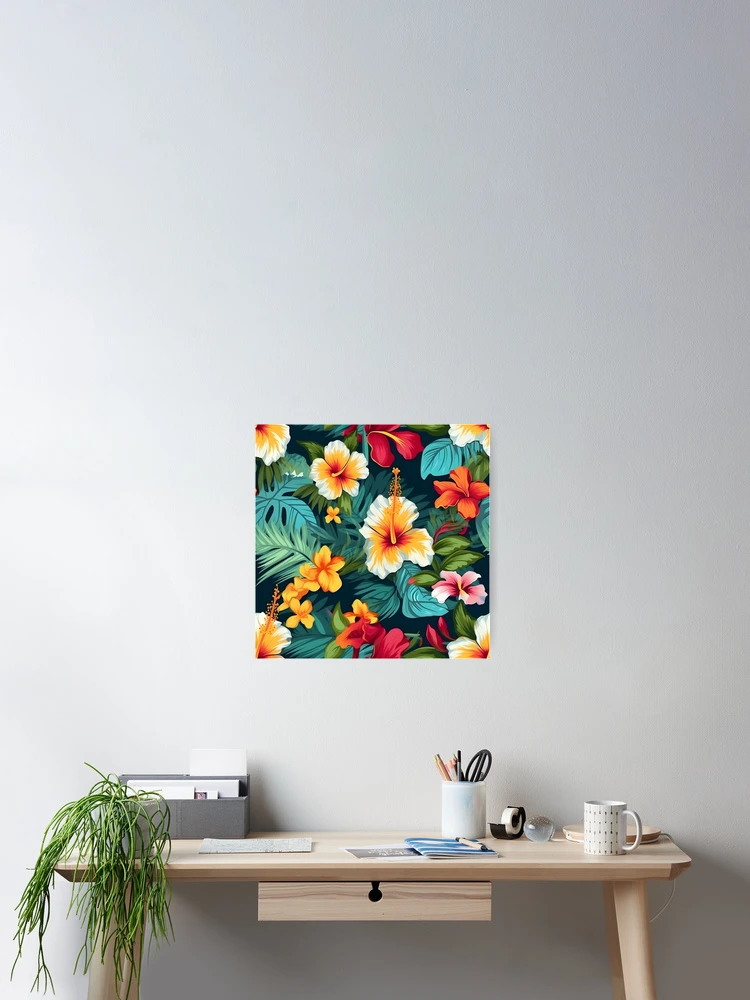 Thumbnail 2 of 3, Poster, Tropical Flowers Pattern 17 designed and sold by DigitalPatternx.