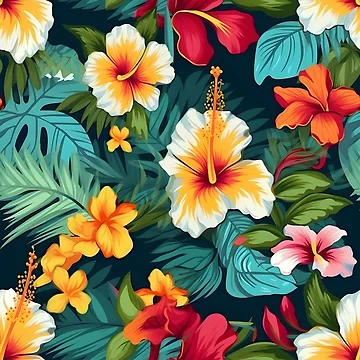 Artwork thumbnail, Tropical Flowers Pattern 17 by DigitalPatternx