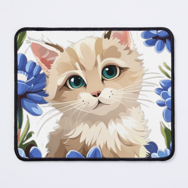 Item preview, Cute Ai Kitty with blue flowers designed and sold by Coverex.