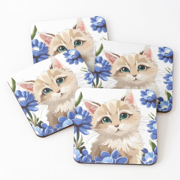 Item preview, Cute Ai Kitty with blue flowers designed and sold by Coverex.