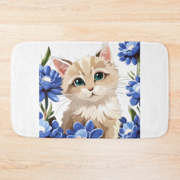 Item preview, Cute Ai Kitty with blue flowers designed and sold by Coverex.