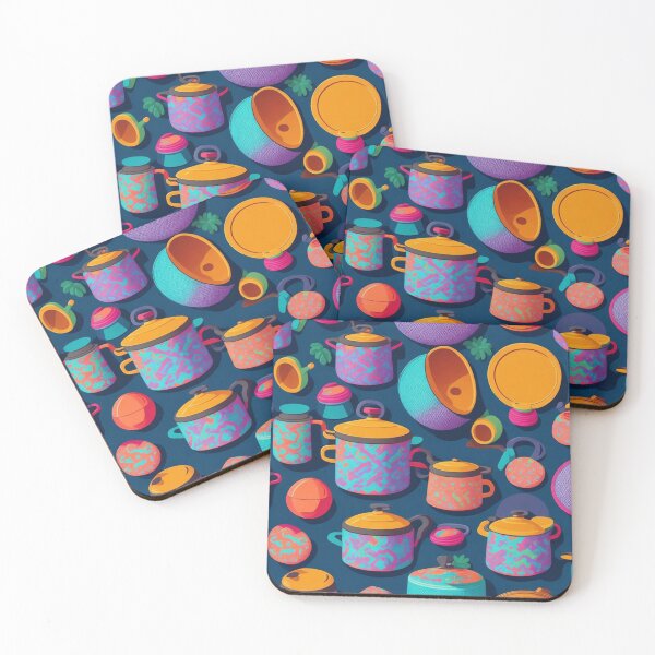 Item preview, Colorful Funky Pots and Pans Pattern Design Print designed and sold by randomtdesigns.