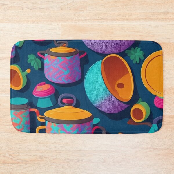 Item preview, Colorful Funky Pots and Pans Pattern Design Print designed and sold by randomtdesigns.