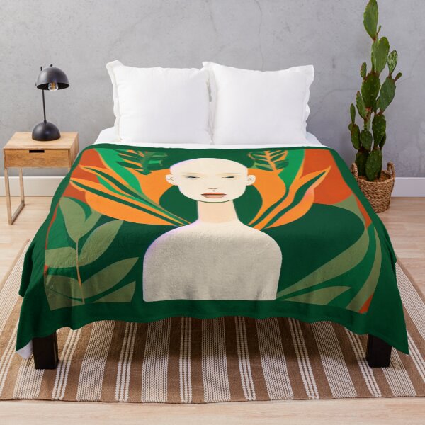 Item preview, Natural Woman Art - Orange and Green Illustration of a Woman with Plants designed and sold by nachodramis.