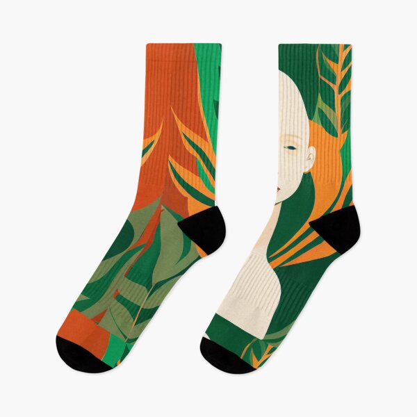 Item preview, Natural Woman Art - Orange and Green Illustration of a Woman with Plants designed and sold by nachodramis.
