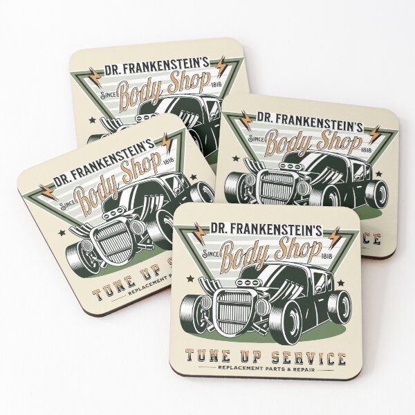 Item preview, Retro Dr Frankenstein's Body Shop Spoof Hot Rod  designed and sold by PUFFYP.