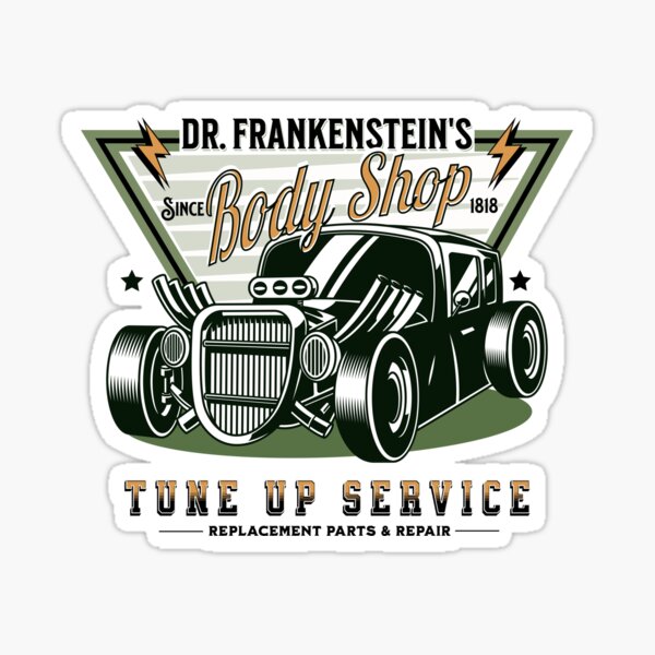 Item preview, Retro Dr Frankenstein's Body Shop Spoof Hot Rod  designed and sold by PUFFYP.