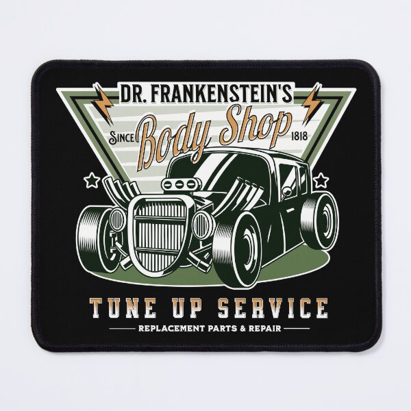 Item preview, Retro Dr Frankenstein's Body Shop Spoof Hot Rod Dark designed and sold by PUFFYP.