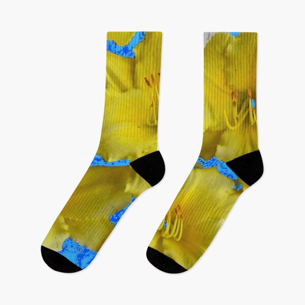 Item preview, YELLOW DAYLILIES PATTERN BLUE ABSTRACT ART designed and sold by sharlesart.