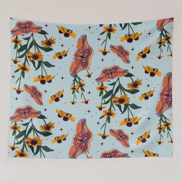 Item preview, Moths and Florals Repeating Pattern (Larger) designed and sold by fiatluxillust.
