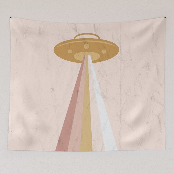 Item preview, Gold UFO with Pink Rainbow Tractor Beam designed and sold by debward76.