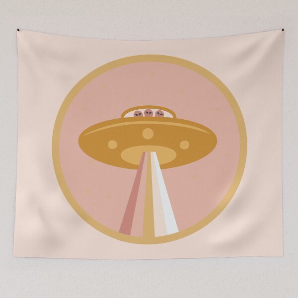 Item preview, Pink UFO Sticker with Special Visitors designed and sold by debward76.