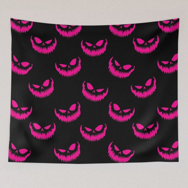 Item preview, scary halloween pumpkin faces pink  designed and sold by Gossip Rag.