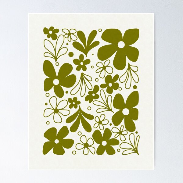 Item preview, Inverse Crazy Daisy Vintage Pyrex Inspired Floral Illustration designed and sold by Julie Malizia.