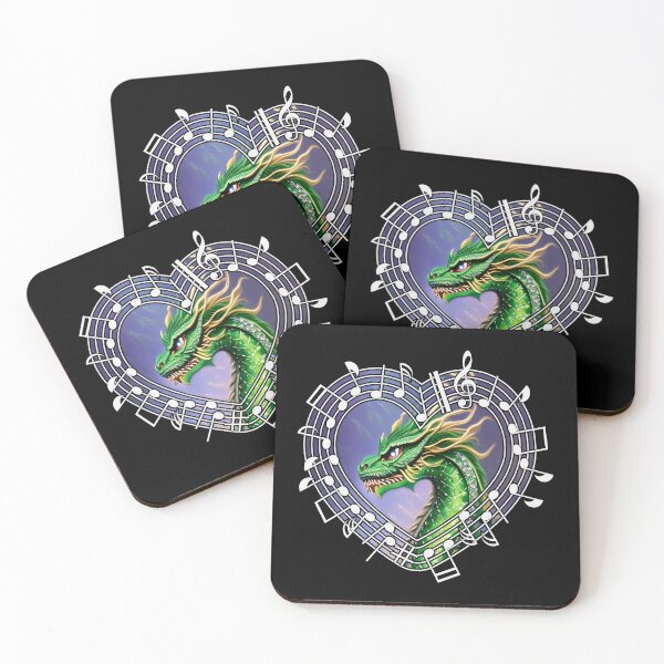 Item preview, Green dragon in a musical heart designed and sold by Artbellachi.
