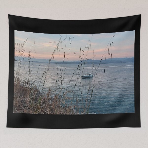Item preview, Serene Ocean Sunset: Boat Amidst Weeds designed and sold by HFGjewels.