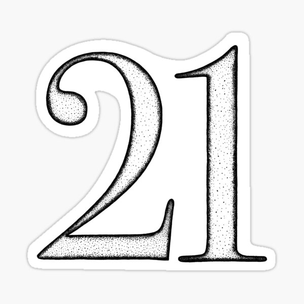 Item preview, Dotart/Dotwork illustration of Number 21 designed and sold by MagnetitaBySil.