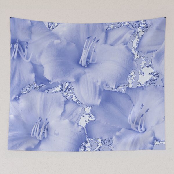Item preview, BLUE SHADOWS WHITE LILIES ABSTRACT ART designed and sold by sharlesart.
