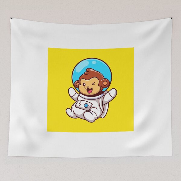 Item preview, Cute Monkey Astronaut Floating - Free Vector Cartoon Icon Illustration designed and sold by hjian8219.