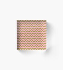 Pink and Gold Chevron Stripes Acrylic Block