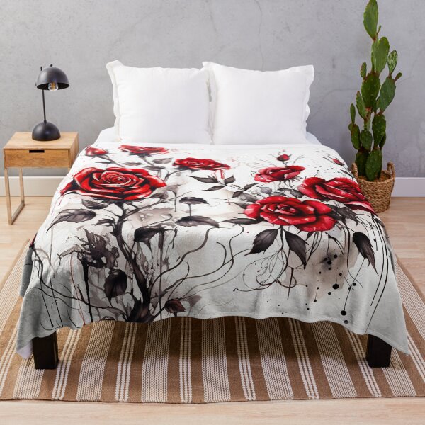 Item preview, Gothic red and black roses ink art designed and sold by Inktown.