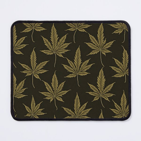 Item preview, An abstract cannabis leaf pattern in beige on a black background designed and sold by Good Candy.