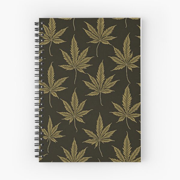 Item preview, An abstract cannabis leaf pattern in beige on a black background designed and sold by Good Candy.