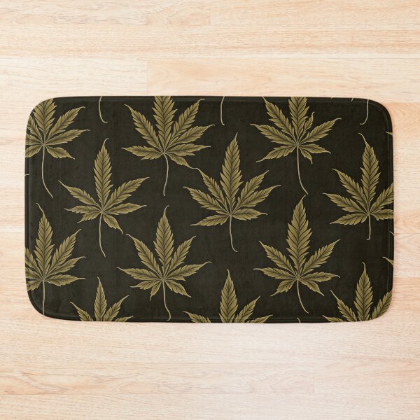 Item preview, An abstract cannabis leaf pattern in beige on a black background designed and sold by Good Candy.
