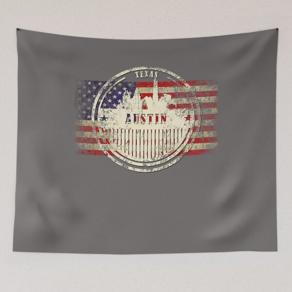 Item preview, Austin Texas City silhouette with US flag designed and sold by IvonDesign.