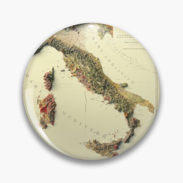 Item preview, 1880 Italy Geological Shaded Relief Map 3D digitally-rendered designed and sold by ThinkAboutMaps.