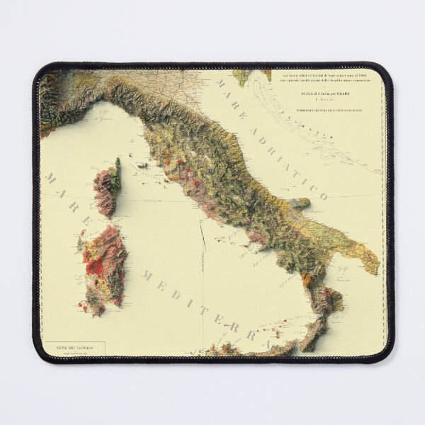 Item preview, 1880 Italy Geological Shaded Relief Map 3D digitally-rendered designed and sold by ThinkAboutMaps.