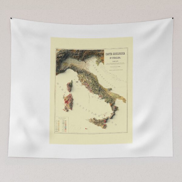 Item preview, 1880 Italy Geological Shaded Relief Map 3D digitally-rendered designed and sold by ThinkAboutMaps.