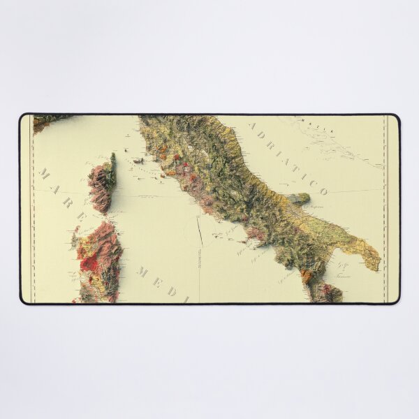 Item preview, 1880 Italy Geological Shaded Relief Map 3D digitally-rendered designed and sold by ThinkAboutMaps.
