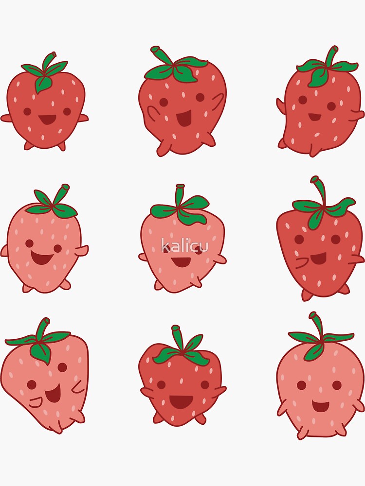 3 Strawberry Stickers, Vintage Strawberry Illustration, Waterproof Vinyl  Sticker 