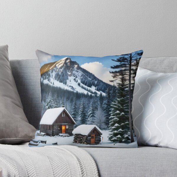 Item preview, Cabins in a Snowy Mountain Winter Landscape designed and sold by Zeph1.
