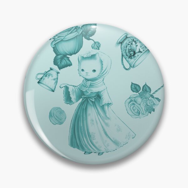 Item preview, Lady Kitty Toile, Teal designed and sold by Panic Jewelry & Things.